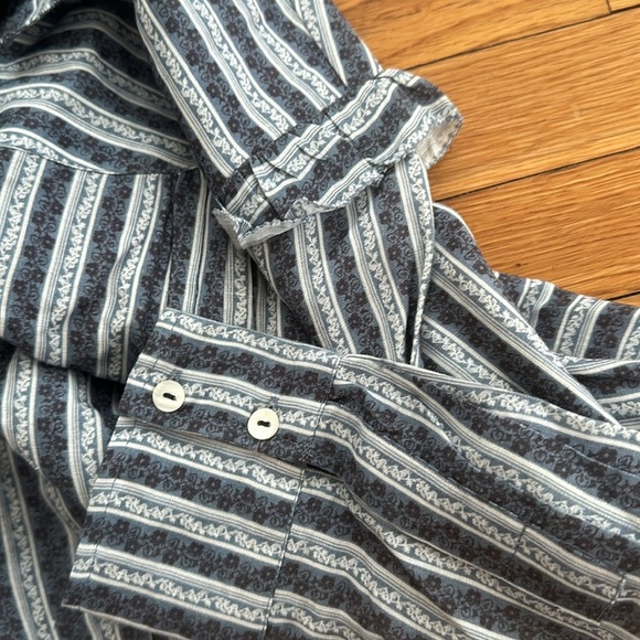 NWOT Roller Rabbit Linen floral blue Stripe mini nap shirt Dress Ruffle button - Picture 6 of 6